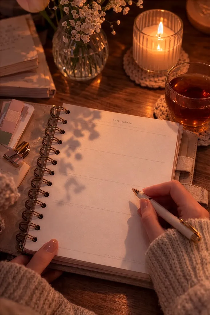 Journal spread with configured tracking grid
